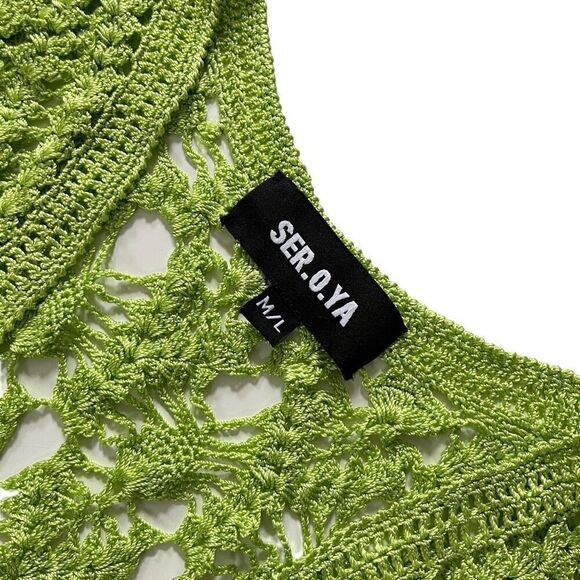 SER.O.YA Allison Crochet Cardigan in Lime - Picture 7 of 14
